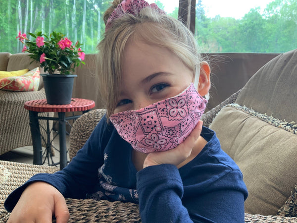 Canadian Made Cotton Paisley Mask - Kids, Pink