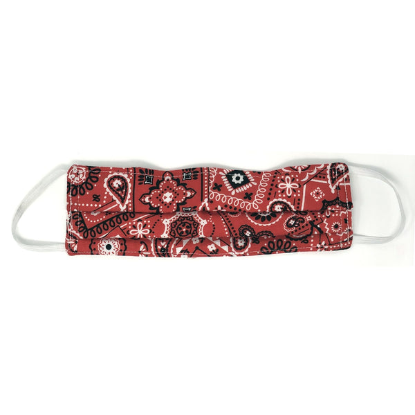 Canadian Made Cotton Paisley Mask - Adult, Red