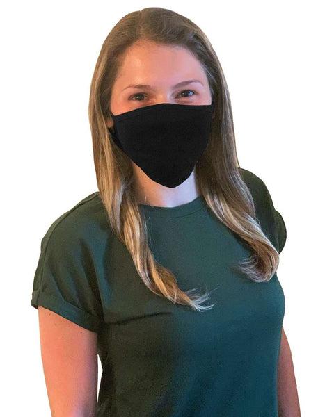 100% Cotton Antimicrobial Triple Layer Adjustable Mask - Black
