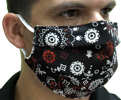 Canadian Made Cotton Paisley Mask - Adult, Black