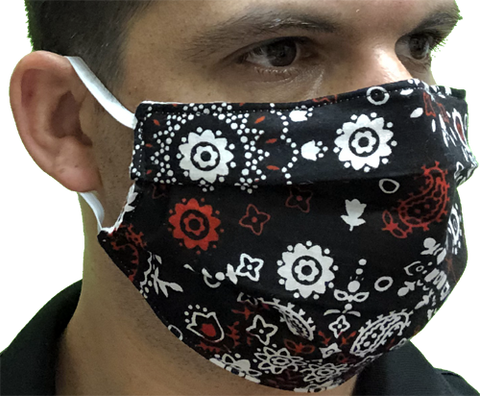 Canadian Made Cotton Paisley Mask - Adult, Black