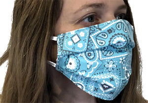 Canadian Made Cotton Paisley Mask - Adult, Turquoise