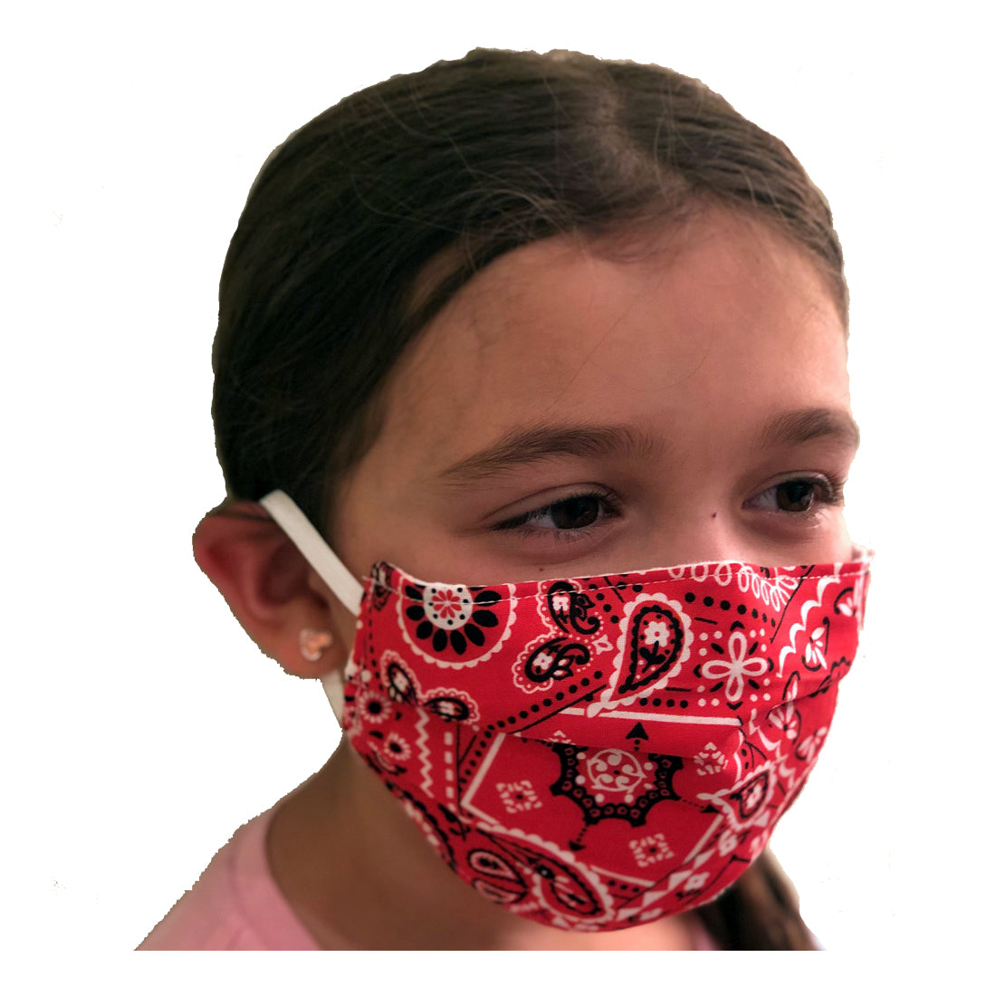 Canadian Made Cotton Paisley Mask - Kids, Red