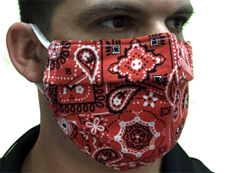 Canadian Made Cotton Paisley Mask - Adult, Red
