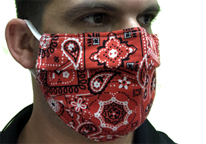 Canadian Made Cotton Paisley Mask - Adult, Red