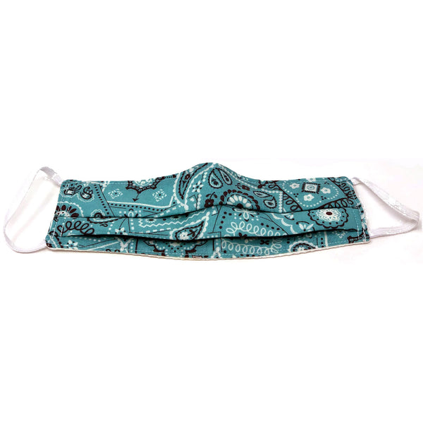 Canadian Made Cotton Paisley Mask - Adult, Turquoise